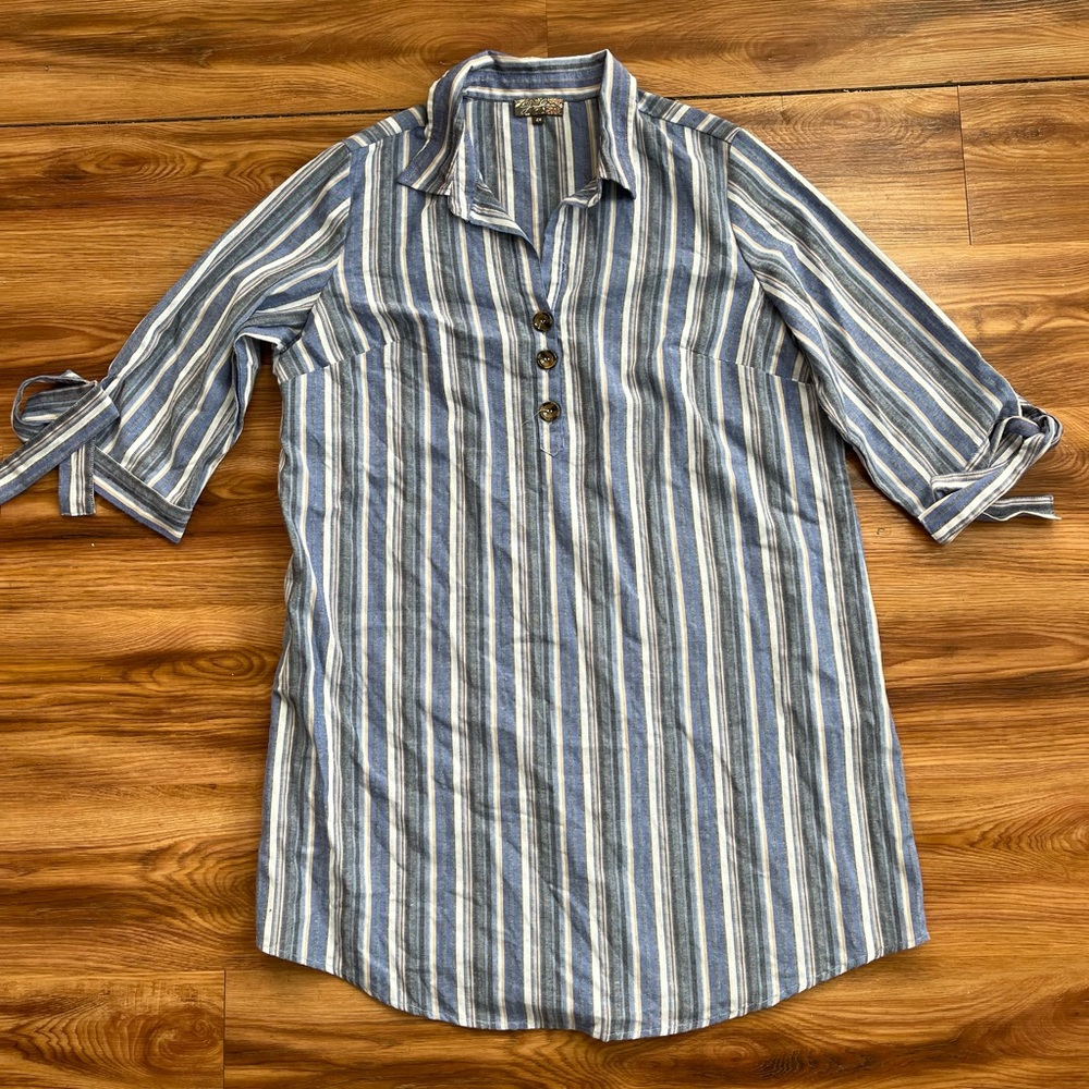 J Glee Stripped Linen Dress